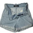 EXPRESS  Super High Waisted Denim Belted Paperbag Shorts Size 0 Photo 2