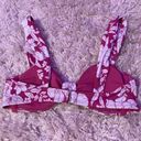 Xhilaration white and pink floral bikini top, size small, ribbed fabric Photo 1