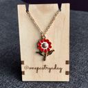 Wish Flower Make a  Fashion Necklace, Gold, Red Enamel Photo 2