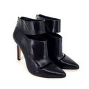 BCBGeneration  Carolyn Black Leather High Heel Peep Booties Women's Size 8.5 Photo 0