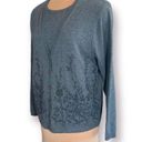 Vintage Alfred Dunner Cardigan Sweater Two In One Layered Gray Floral Appliqué Size L Photo 1