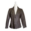 Metro  Style Chocolate Brown Leather Button Up Collared Jacket 12 Photo 1