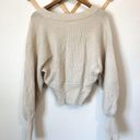 EXPRESS V-Neck Ribbed Cream Sweater Size Medium Photo 1