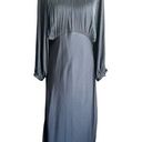 Moodie Satin Balloon Long Sleeve Maxi Dress Women’s Size Large Witchy Elegant Black Photo 0