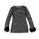 None Sparkly Mesh See Through Net Mini Dress Cover Up with Faux Fur Cuffs in Black Photo 1