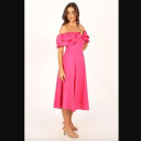 Petal and Pup  Cabo Magenta Frill Sleeve Midi Dress M Photo 7