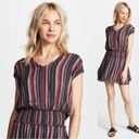 Rails  Lucca Brava Stripe Mini Dress Smocked V-Neck Linen Blend Size M Photo 1