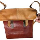 Handmade  Tan Burgundy Leather Unlined Top Flap Buckle Closure Retro Backpack Photo 2