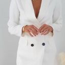 ZARA NWT  Bloggers Fave Double Breasted Satin Blazer M Cream Photo 7