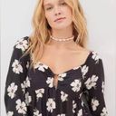 American Eagle AE Black Floral Long-Sleeve Ring-Front Mini Dress Photo 1