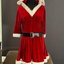 ma*rs Short Red Hooded Dress White Faux Fur Trim  Claus Santa Christmas Size M NEW Photo 0