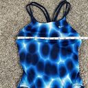 Nike  Hydrastrong Cut-Out Poly RacerBack Strappy One Piece Swimsuit Blue Print 8 Photo 3