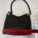 Brighton  Gina Black Pebbled Leather Hobo Handbag Brown Croc Trim Braided Handle Photo 8