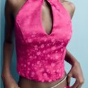 ZARA  Jacquard halter corset cropped top hot pink size large Photo 3