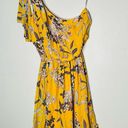 Shoshanna  Women's Yellow 100% Silk Carmela One Shoulder Floral Dress Size 12 Photo 3