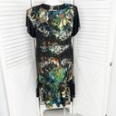 Tiana B Abstract Floral Beaded Neck Ruffle Hem Shift Dress Brown Multi 14 Photo 3