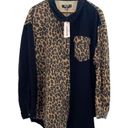 Missguided  Womens Plus Size Leopard Oversized Denim Shirt Black Size 16 NWT Photo 1