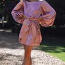 Petal and Pup  Opal Mauve Purple Satin Long Balloon Sleeve Wrap Mini Dress 4 Photo 8