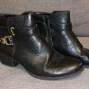 Unisa  black leather ankle Boots, gold colored buckle, zipper side Photo 5