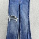 ZARA Women's Blue Denim Jeans Distressed Paneled Size 2 Straight Cotton blend Photo 0