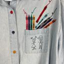 Westbound 90's Vintage  Casual Embroidered Crayon Teacher Button-Down Top Size XL Photo 2