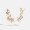 Coach NWT  Signature Star Burst Stud Earrings Gold/Pink MSRP $88 Photo 0