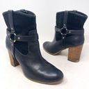 Ralph Lauren  Lauren Dylan Black Genuine Leather Harness Booties Mid Calf Sz 9.5 Photo 0