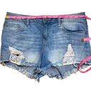 Harper  denim shorts embroidered pockets floral 29 blue Photo 6