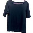 Tommy Hilfiger  Navy Blue Short Sleeve Knit Tee Tshirt Embroidered Logo Women’s L Photo 0