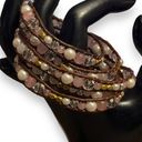 Victoria Emerson Rose Quartz And Pearl Leather Wrap Bracelet Photo 3