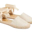 J.Crew  D'Orsay lace-up espadrilles Beige Gold 
Item AX839 Size 6.5 NWT Photo 0