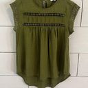 Ro & De  Olive Green Lace Detail Babydoll Blouse. Size Small. Photo 0