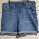 Ava & Viv  Womens Distressed Light Wash Cuffed Jean Denim Shorts Plus Size 20W Photo 1