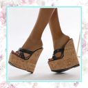 Anthropologie WEDGE HEEL SHOES SANDLE PLATEFORM CORK WOOD LEATHER STRAP NO ANKLE BOHO CHIC Photo 2