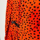 Hunter Bell  Orange Black Animal Print Lawton Polka Dot Ruched Midi Dress Size 6 Photo 6