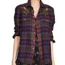 Polo  Ralph Lauren Embroidered Peacock Plaid Relaxed Fit Button Down Blouse XL Photo 0