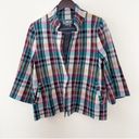 Anthropologie  Rosetta Crop Plaid Jacket 3/4 Sleeves Knit Size Large Multicolor Photo 2