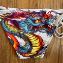 Ed Hardy Vintage Y2K Rare White Blue Dragon String Triangle Edgy Bikini Set Photo 8