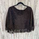 Vera Pelle  Brown Suede Leather Fringe Boho Cape Poncho Western Italian Photo 5