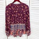 Knox Rose  Floral Boho Peasant Blouse Maroon XS Photo 6