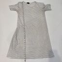 Roolee  Women’s Black & White Striped Midi T-Shirt Dress Casual Sz M Cotton Photo 8