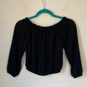 Brandy Melville Off Shoulder Crop Top Womens One Size OS Black Breezy 3/4 Sleeve Photo 6