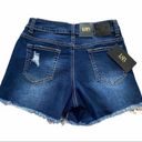 Lucky and Blessed  NWT Lace Trim Cut Off Denim Dark Wash Jean Shorts Size 2 Photo 2