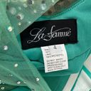 La Femme  Stunning Beaded Strapless Mesh & Jersey Gown in Spearmint Size US 4 Photo 3