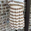 Xxi Off Shoulder Mini Dress Taupe Beige Stripe Knit Coverup Womens Small Photo 4