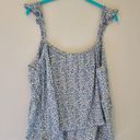 Old Navy  Blue Ditsy Floral Print Ruffle Sleeve Babydoll Top Photo 3