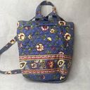 Source Unknown Allegro Pacific Quilted Blue Floral Backpack with Mini‎ Purse Photo 2