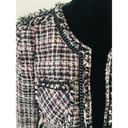 White House | Black Market  WHBM Black Pink Tweed Blazer Jacket Chain Fringe Trim 4 Photo 4