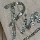 PINK - Victoria's Secret Victoria’s Secret PINK Scoop White Silver Sequin Long Sleeve Sheer Tee Size M Photo 4