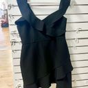 BCBGMAXAZRIA  Sleeveless Asymmetrical Ruffle Mini Dress Black Women's Size 12 Photo 0